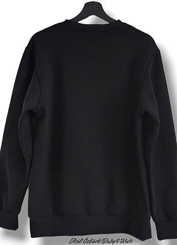 Zara Kışlık Unisex Üst Polar Sweatshirt 3 iplik içi Şardonlu Siyah