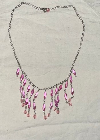 Pembe Boncuklu Bohem Midi Kolye