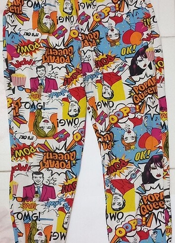 Kadın Renkli Popart Desenli Eşofman Altı 