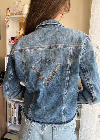s Beden mavi Renk Mavi Düğmeli Kadın Denim Ceket