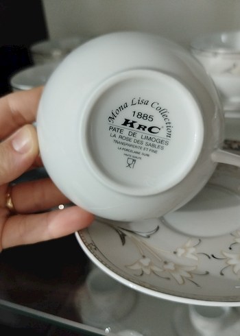 Gri Detaylı Beyaz Porselen Fincan Takımı - Görsel 3