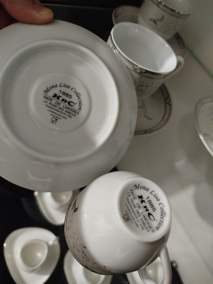 Gri desenli beyaz porselen fincan seti - Görsel 2