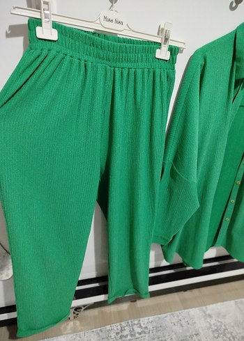 Yeşil Mini Kadın Keten Takım - Görsel 2