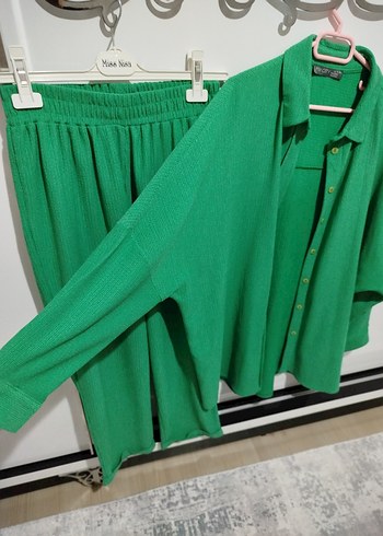 Yeşil Mini Kadın Keten Takım - Görsel 3