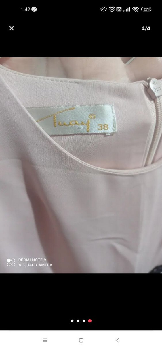 Uzun Kollu Nakışlı Uzun Elbise - Görsel 4