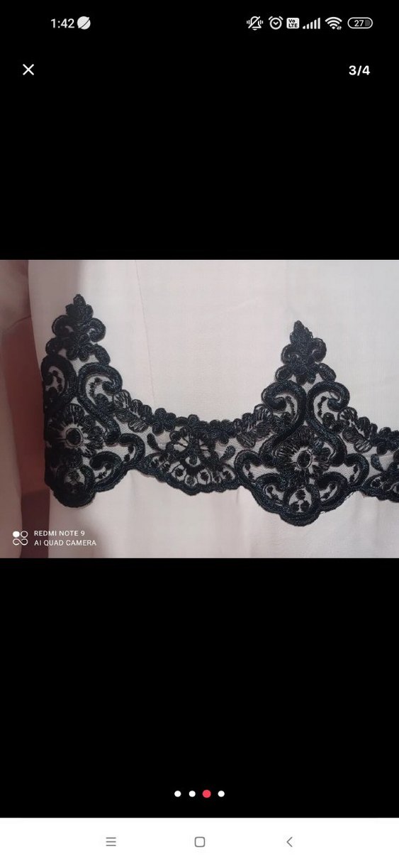 Uzun Kollu Nakışlı Uzun Elbise - Görsel 3