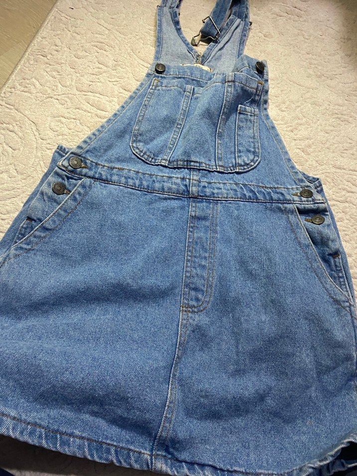 Mavi Denim Askılı Midi Salopet - Görsel 4