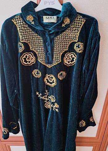 Uzun Kollu İşlemeli Bohem Elbise - Görsel 4