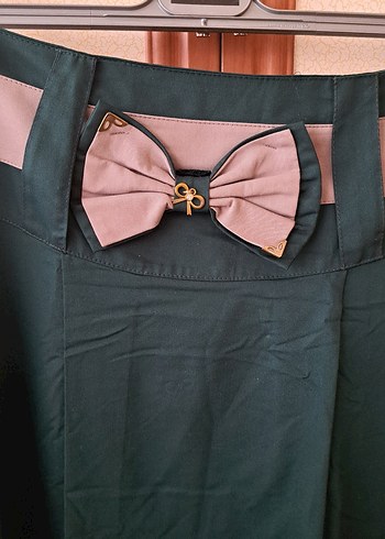 Kadın Yeşil Etek Fiyonk Detaylı - Görsel 2