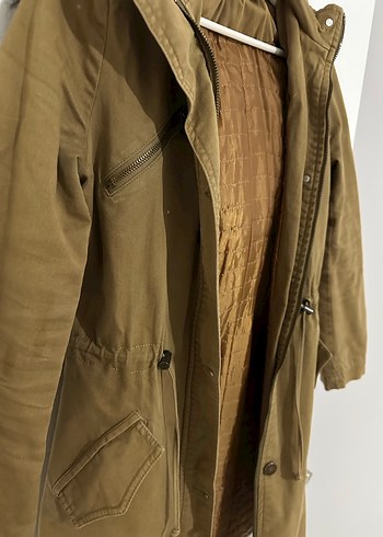 Bej Midi Kadın kaban Kürklü - Görsel 3