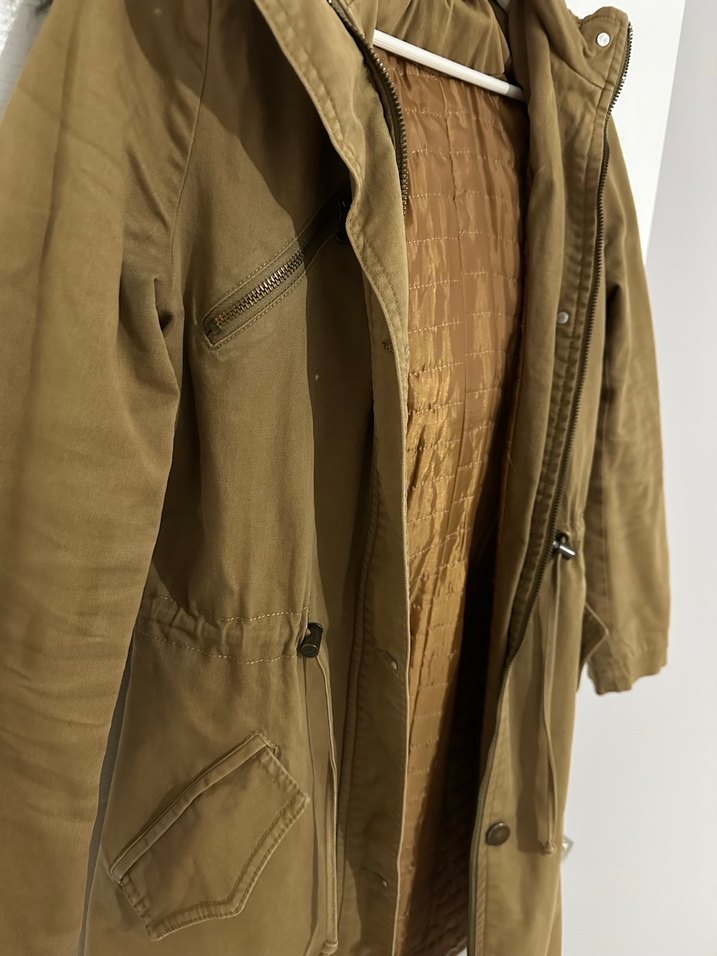 Bej Midi Kadın kaban Kürklü - Görsel 3