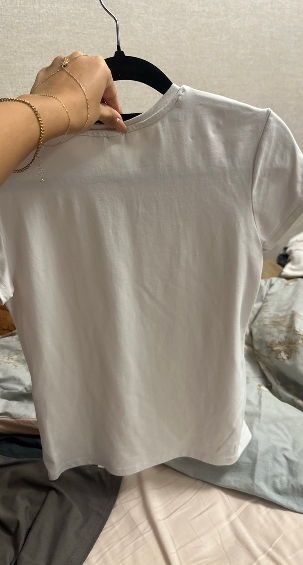 Kadın Beyaz Kısa Kollu Basic Tişört - Görsel 3