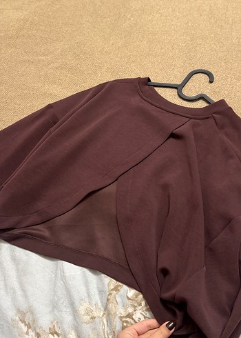 Kahverengi Uzun Kollu Kadın Sweatshirt - Görsel 2