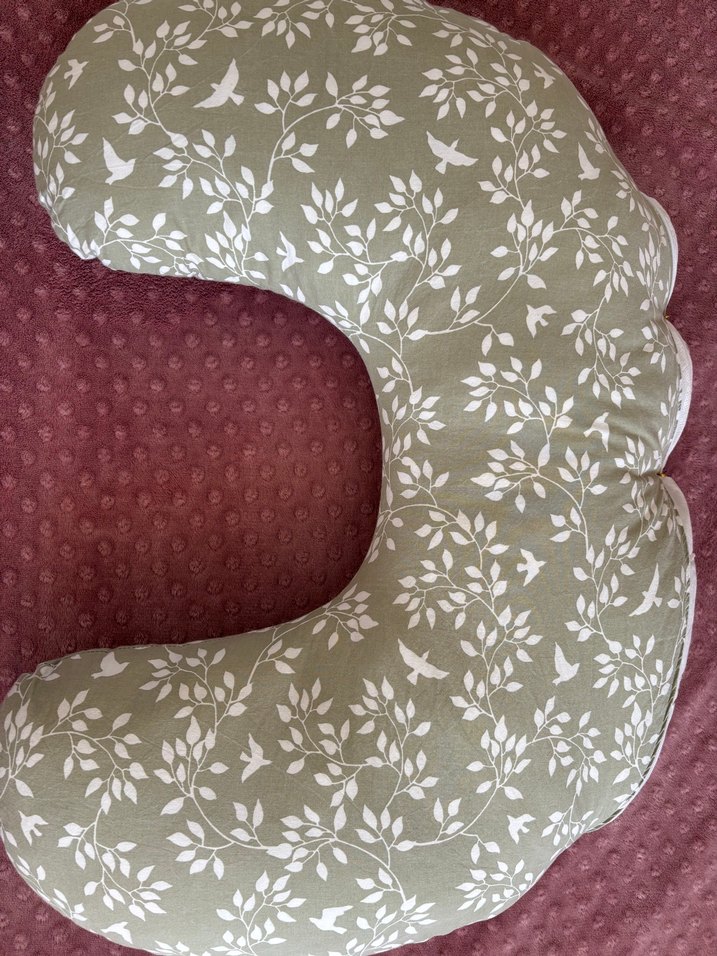 Bordo Zeminde Gri Desenli Hamile Emzirme Yastığı - Görsel 4