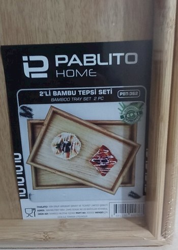 Bej Bambu 2 Parça Tepsi Seti - Görsel 2