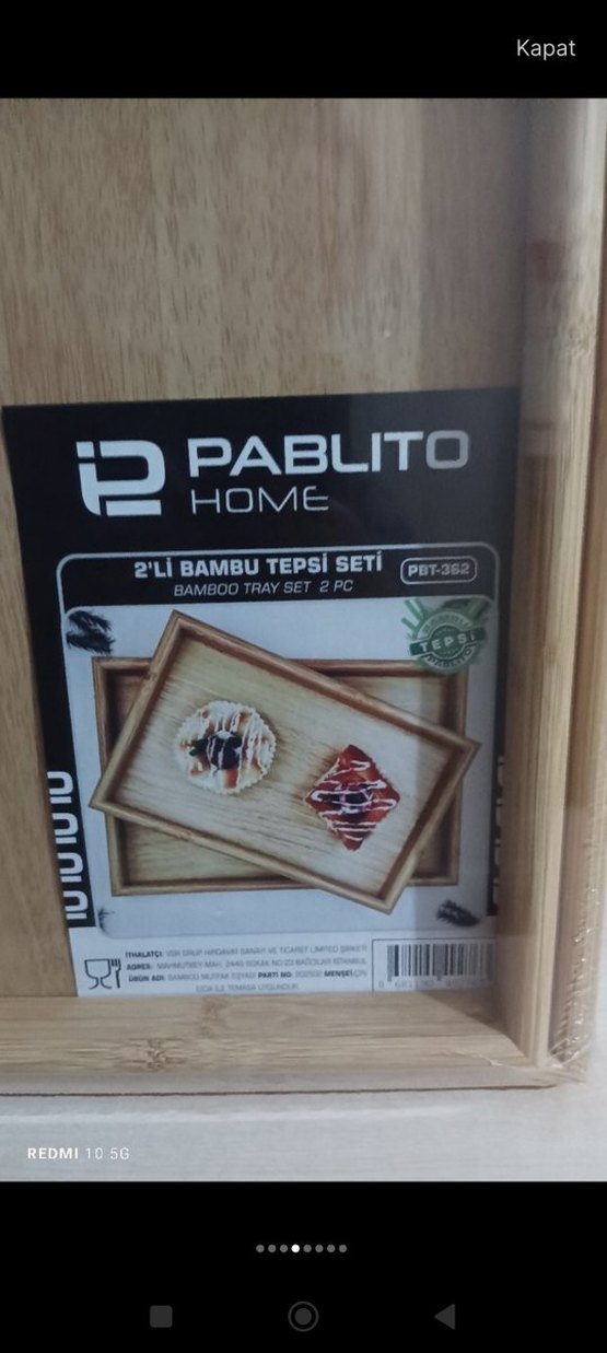 Bej Bambu 2 Parça Tepsi Seti - Görsel 2