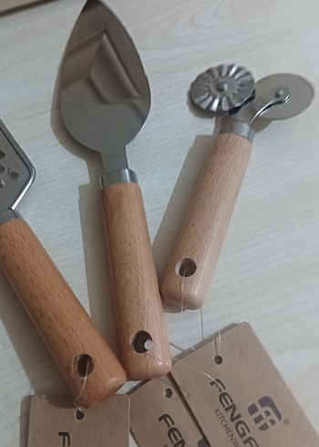 Bej Ahşap Saplı Mutfak Aksesuarları Seti - Görsel 5