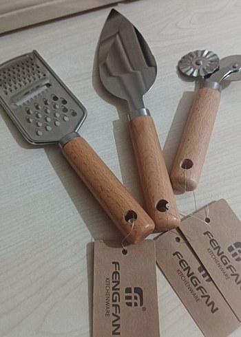 Bej Ahşap Saplı Mutfak Aksesuarları Seti - Görsel 6