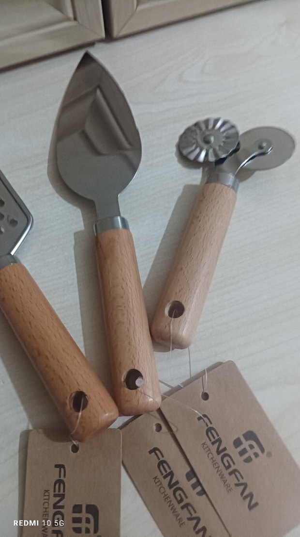 Bej Ahşap Saplı Mutfak Aksesuarları Seti - Görsel 5