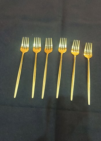 Altın Renkli 6'lı Tatlı Çatalı Seti - Görsel 6