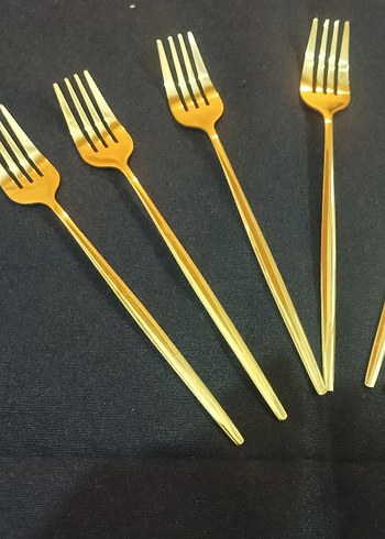 Altın Renkli 6'lı Tatlı Çatalı Seti - Görsel 10