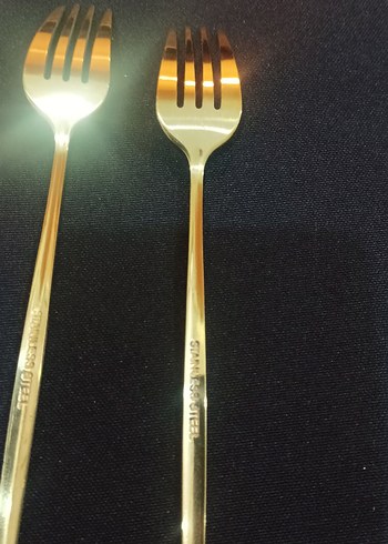 Altın Renkli 6'lı Tatlı Çatalı Seti - Görsel 3