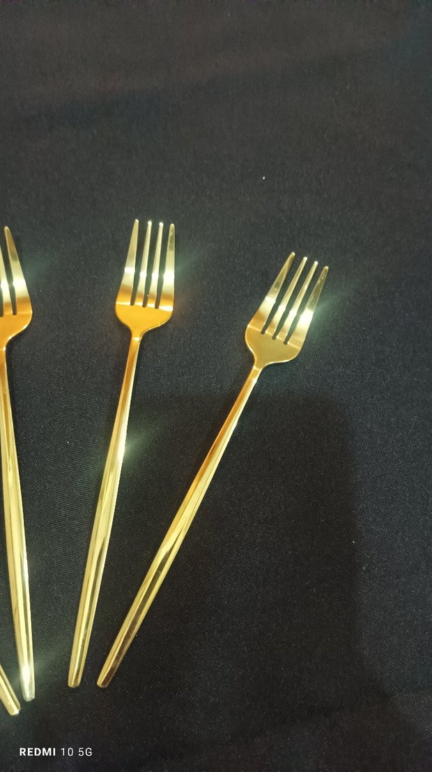 Altın Renkli 6'lı Tatlı Çatalı Seti - Görsel 5