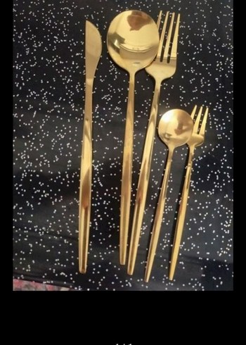 Parlak Altın Renkli Çatal Kaşık Seti 30, parca - Görsel 2