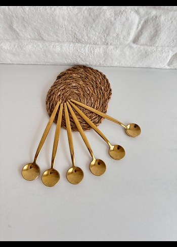 6'lı Altın Renk Paslanmaz Çelik Çay Kaşığı - Görsel 3