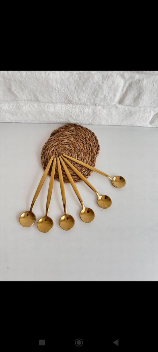 6'lı Altın Renk Paslanmaz Çelik Çay Kaşığı - Görsel 3