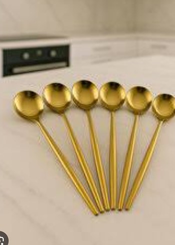 Parlak Altın Renkli 6adet tatlı kaşığı - Görsel 2
