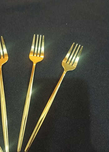 Altın Renkli 6 Parça Çatal Seti - Görsel 9