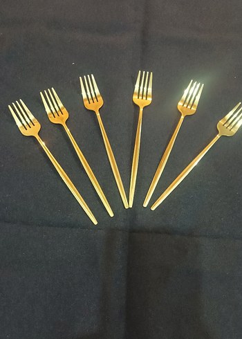 Altın Renkli 6 Parça Çatal Seti - Görsel 2