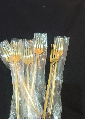 Altın Renkli 6 Parça Çatal Seti - Görsel 5