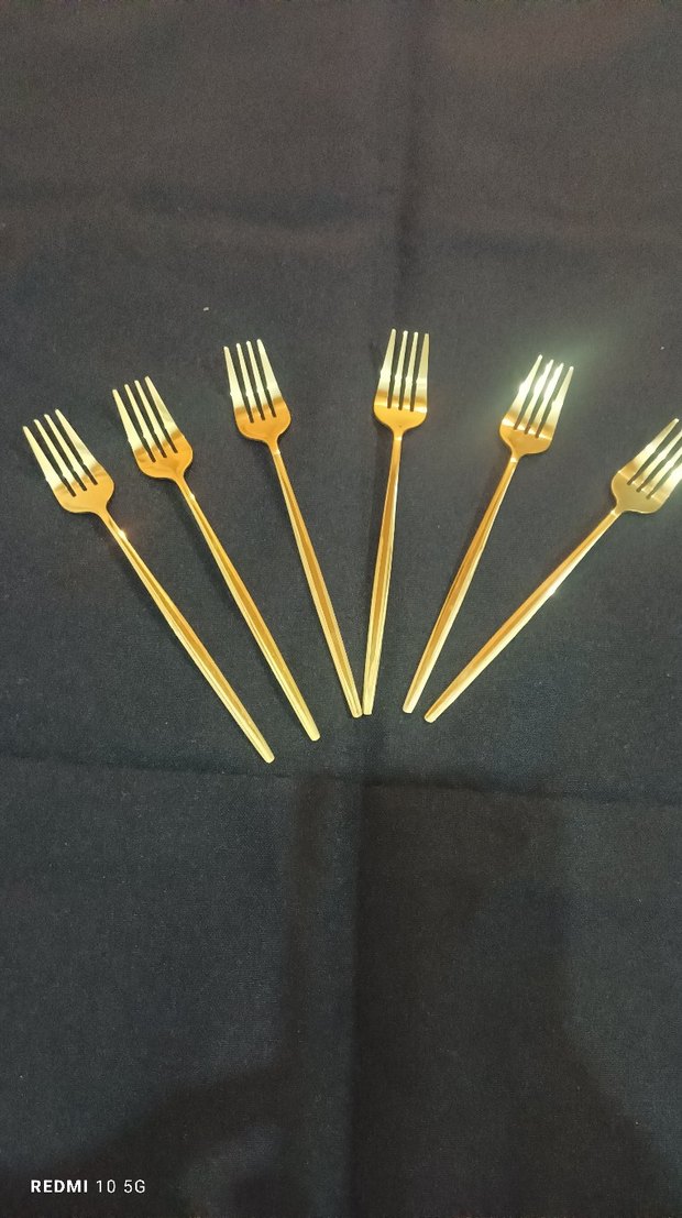 Altın Renkli 6 Parça Çatal Seti - Görsel 2