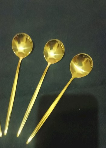 Parlak Altın Renkli 6li Kaşık Seti - Görsel 8