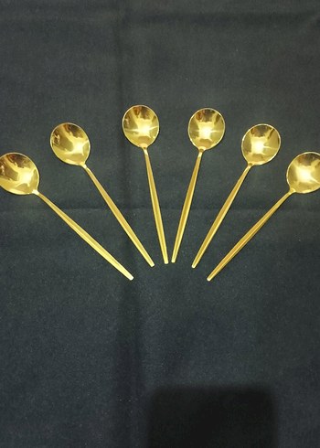 Parlak Altın Renkli 6li Kaşık Seti - Görsel 9