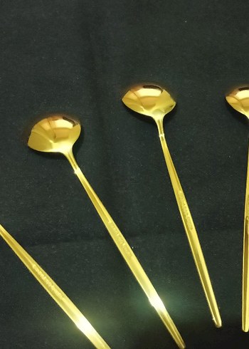 Parlak Altın Renkli 6li Kaşık Seti - Görsel 3