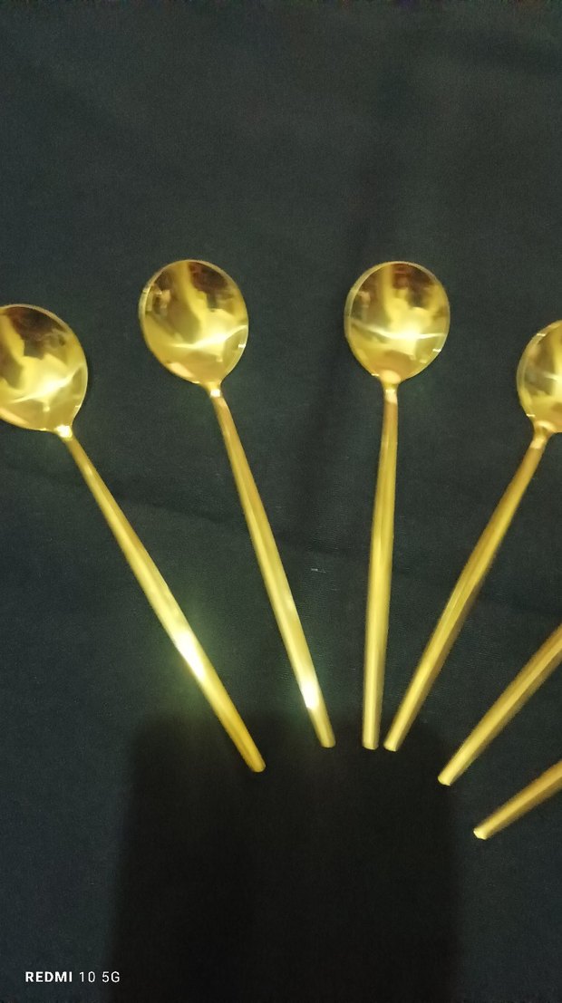 Parlak Altın Renkli 6li Kaşık Seti - Görsel 2