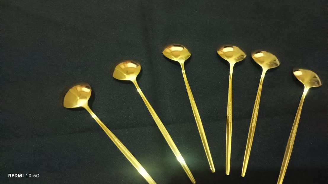 Parlak Altın Renkli 6li Kaşık Seti - Görsel 3