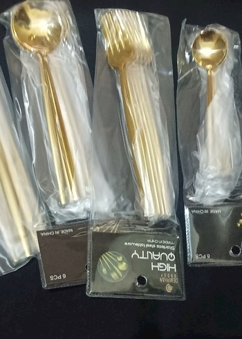 Parlak Altın Renkli Çatal Kaşık Bıçak Seti - Görsel 5