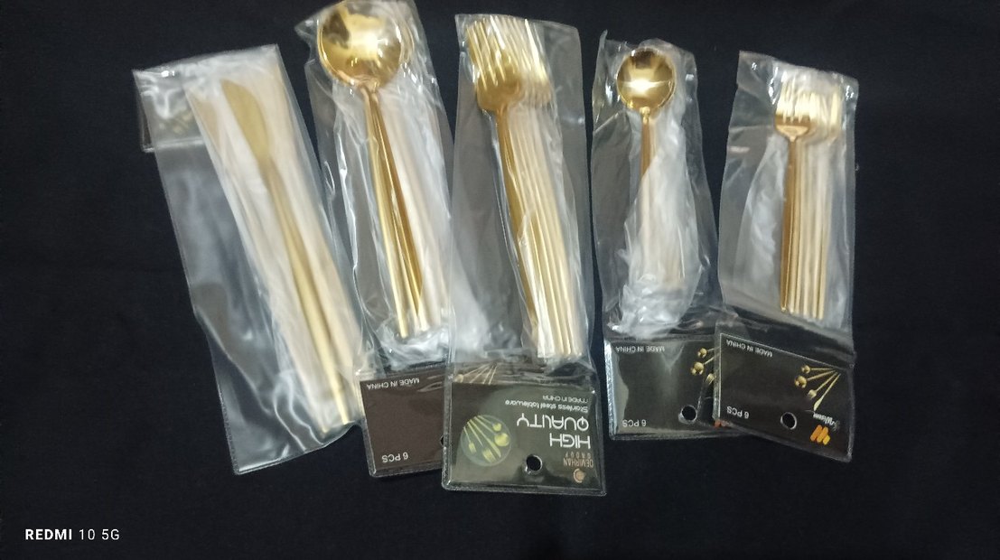 Parlak Altın Renkli Çatal Kaşık Bıçak Seti - Görsel 5