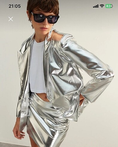 s Beden Metalik Şık Blazer Ceket