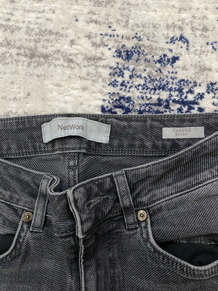 Gri NetWork Düğmeli Normal Kesim erkek Kot Pantolon - Görsel 2