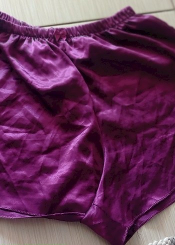 Düğmeli Siyah Saten Hamile Şortu - Görsel 5