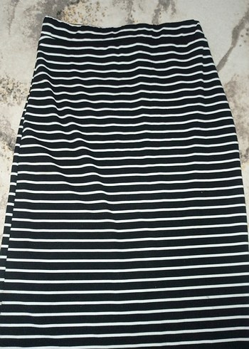 Çizgili Siyah Uzun Hamile Etek - Görsel 2