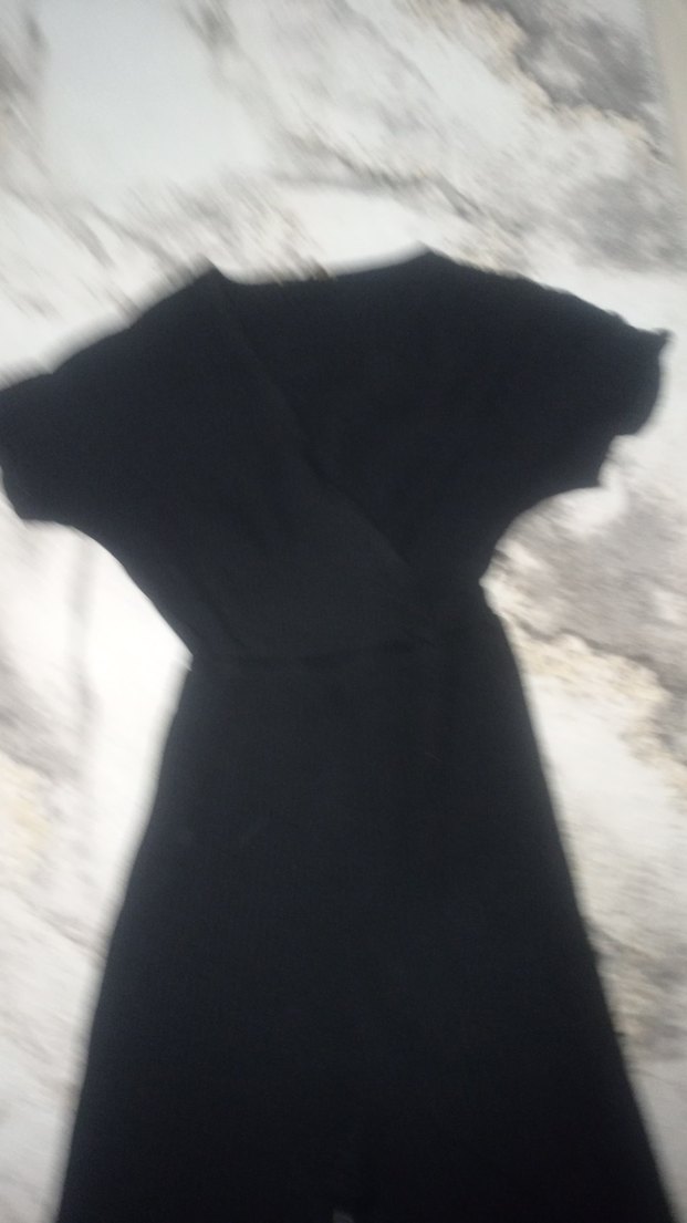 Siyah Kadın V Yaka Pilili Tulum - Görsel 5