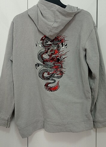38 Beden gri Renk Unisex baskılı sweatshirt 