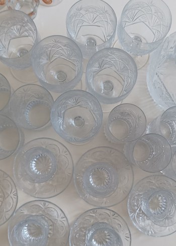 antika kristal bardak sürahi takımı 30 parça - Görsel 3