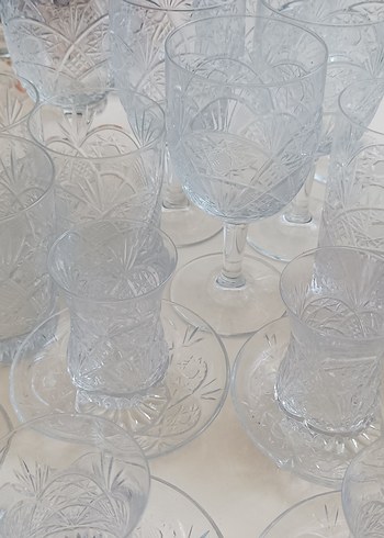 antika kristal bardak sürahi takımı 30 parça - Görsel 4